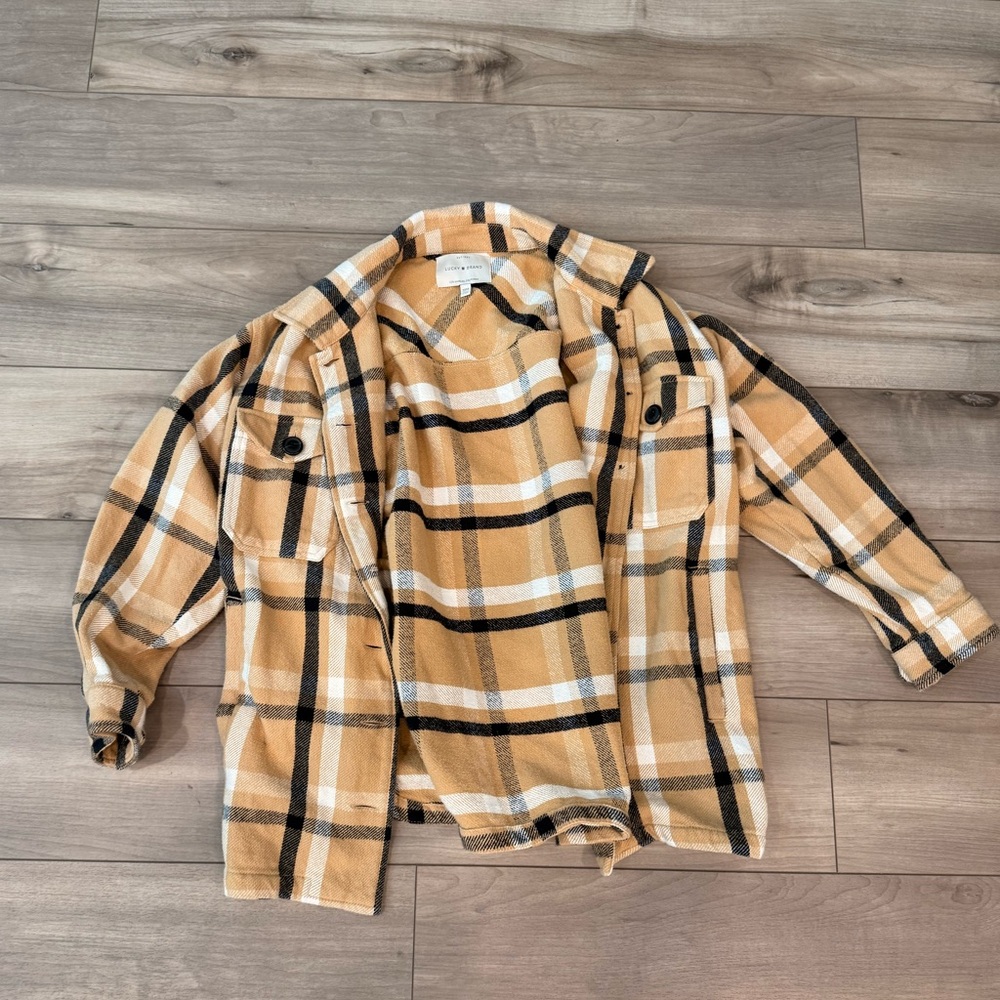 Lucky Brand Tan Plaid Casual Shirt